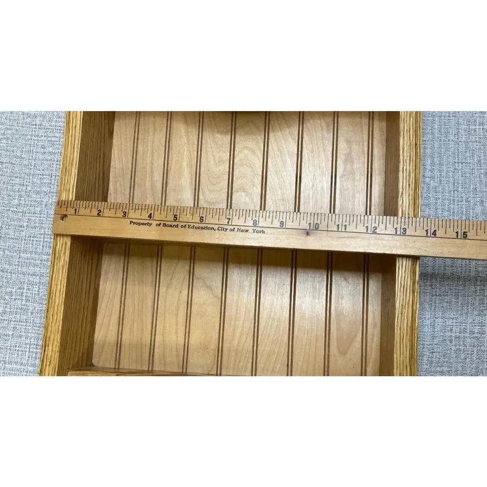 Vintage Handmade Solid Oak Wall Shelf Towel Bar 2 Shelves 19x14x4 Boho Spices